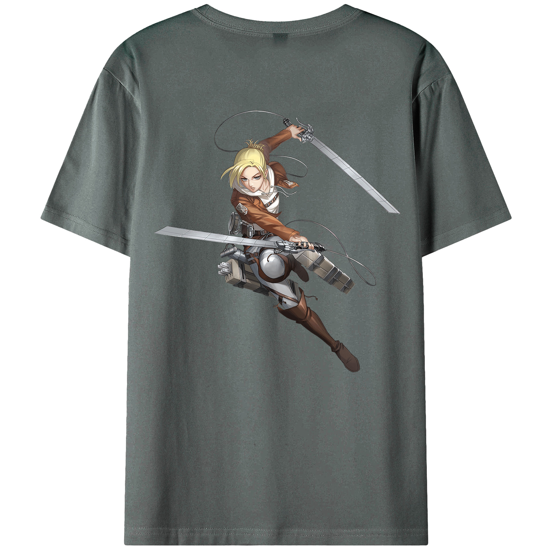 （画像用） 進撃の巨人 アニ・レオンハート Attack on Titan Annie Leonhart 綿100％ メンズ半袖Tシャツ（バックプリント） 通気性